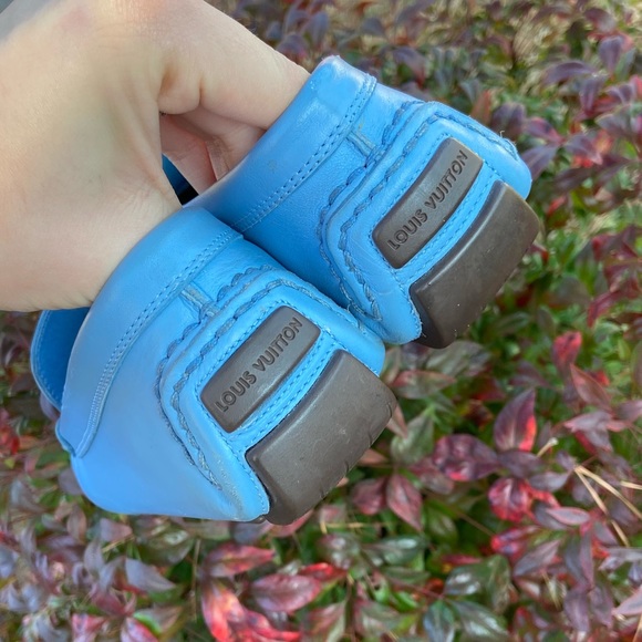 Louis Vuitton Powder Blue Leather Loafers 38 + box - Picture 4 of 7